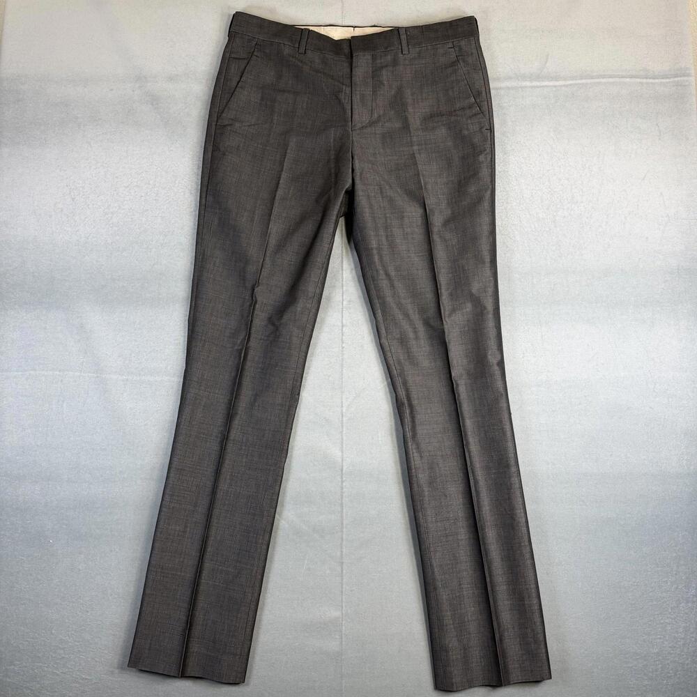 Paul Smith Dress Pants Mens 32x33 Gray Mohair Cotton Blend Slim Flat Front